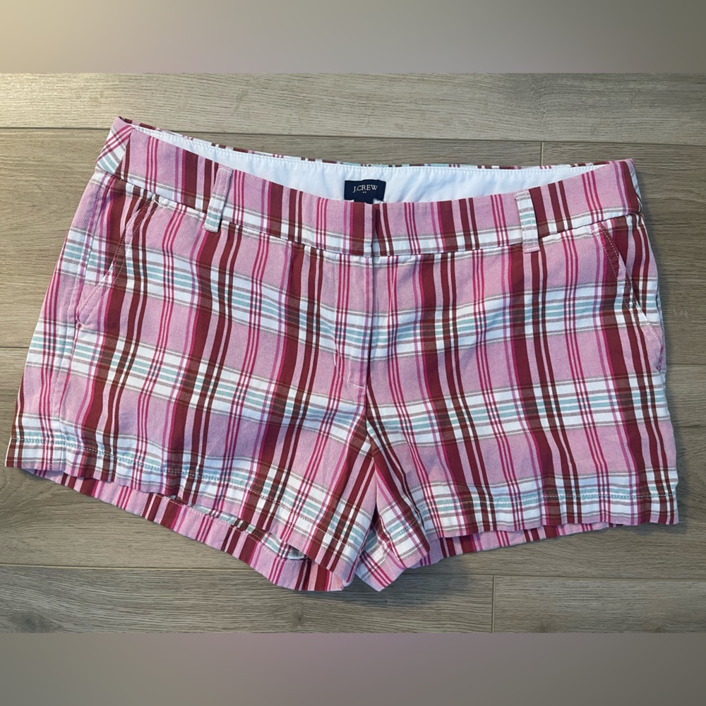 J. Crew Factory Pink and Brown Plaid Women's Shorts